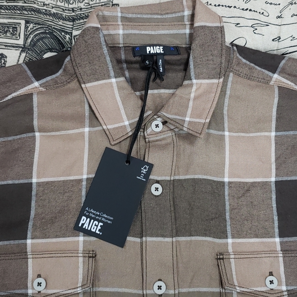 💥 PAIGE Everett Plaid Flannel Button-Up Shirt - Picture 5 of 10